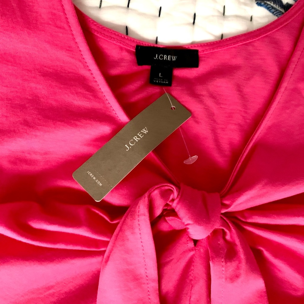 J.CREW Hot Pink Knotted V-Neck Tank Top